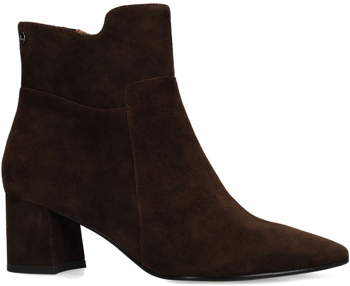 Braune Veloursleder-Stiefeletten mit Absatz