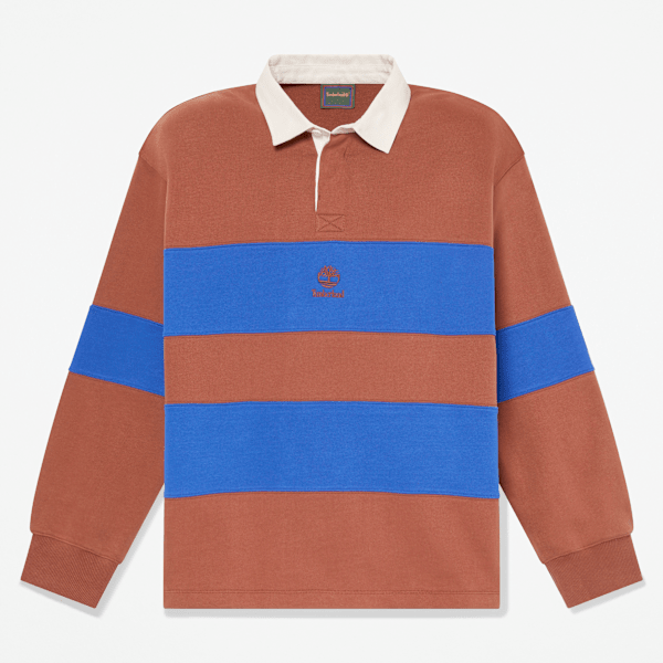 Timberland - Polo Rugby da Uomo in marrone/blu, Uomo, marrone, Taglia: M