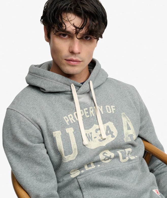 Superdry Herren Athletic Essentials Kapuzenpullover Grey - Größe: Xxl
