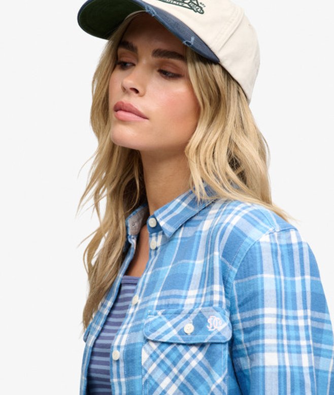 Superdry Damen Lumberjack Karo-flanellhemd Blue - Größe: 42