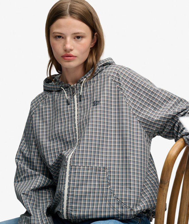 Superdry Damen Karierte Raglan-jacke mit Lockerer Passform Brown - Größe: 44