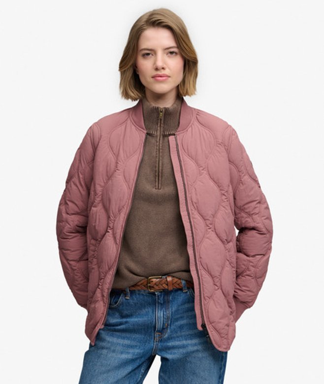 Superdry Damen Kurze Onion Quilt Liner Jacke Pink - Größe: 36
