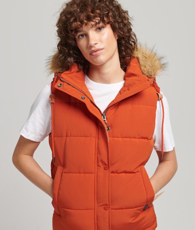 Superdry Damen Everest Kunstfell-weste Orange - Größe: 40