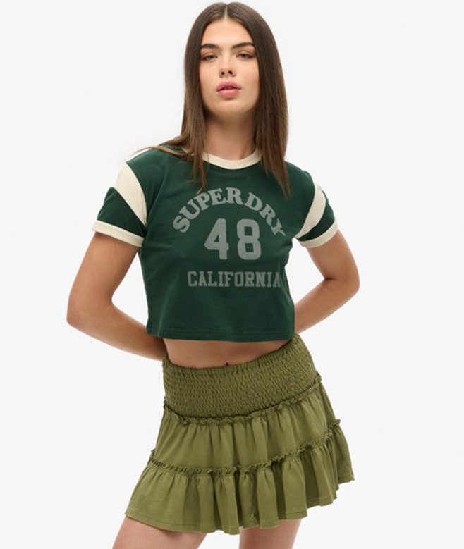 Superdry Damen Gestufter Jersey-minirock Kaki - Größe: 34