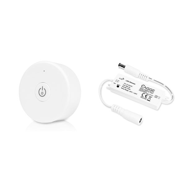 LED strip controller AGGE Single Color Mini Controller, RF 2.4 GHz, Control Unit + Remote control Dimming Wall Mount Touch Panel