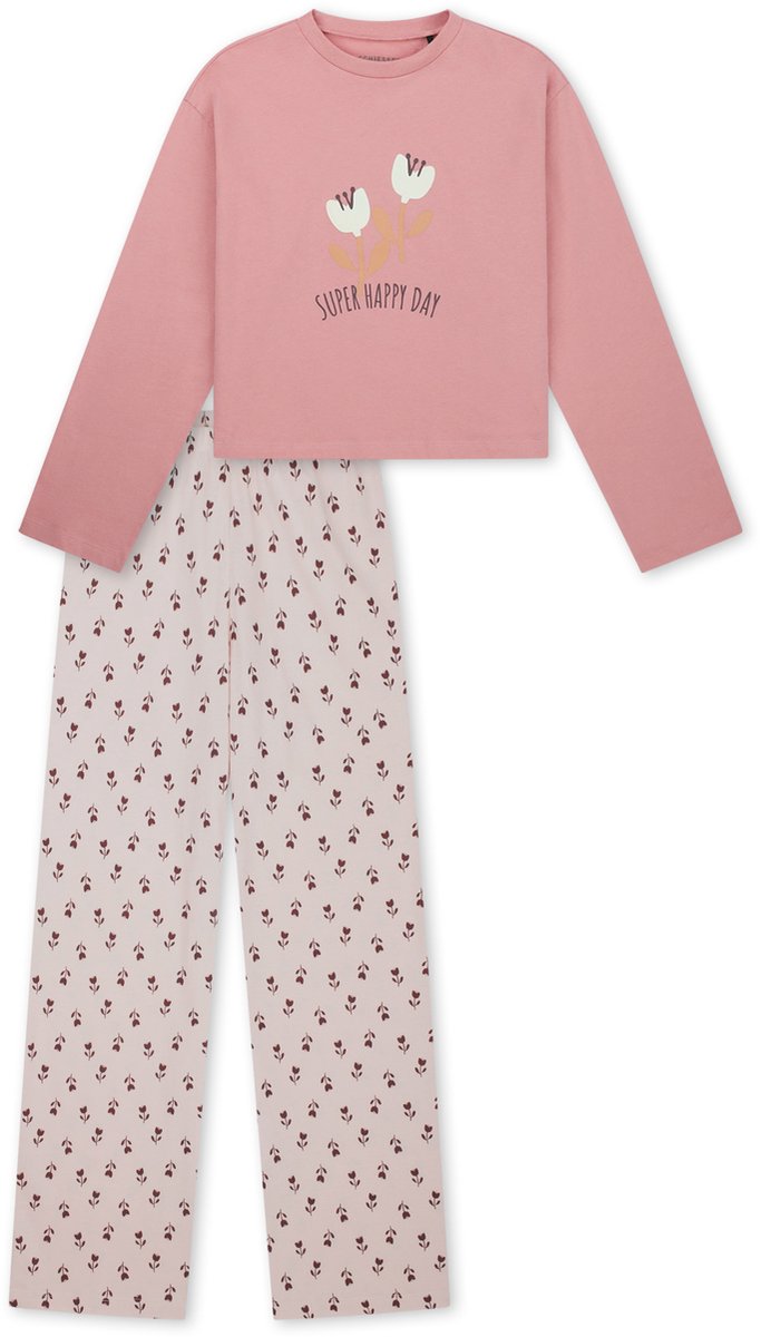 Schlafanzug lang Blumen altrosa - Nightwear 176
