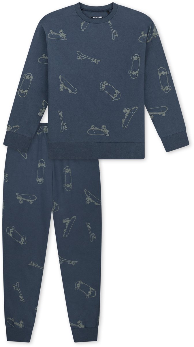 Schlafanzug lang Bündchen Skateboards deep blue - Nightwear 128