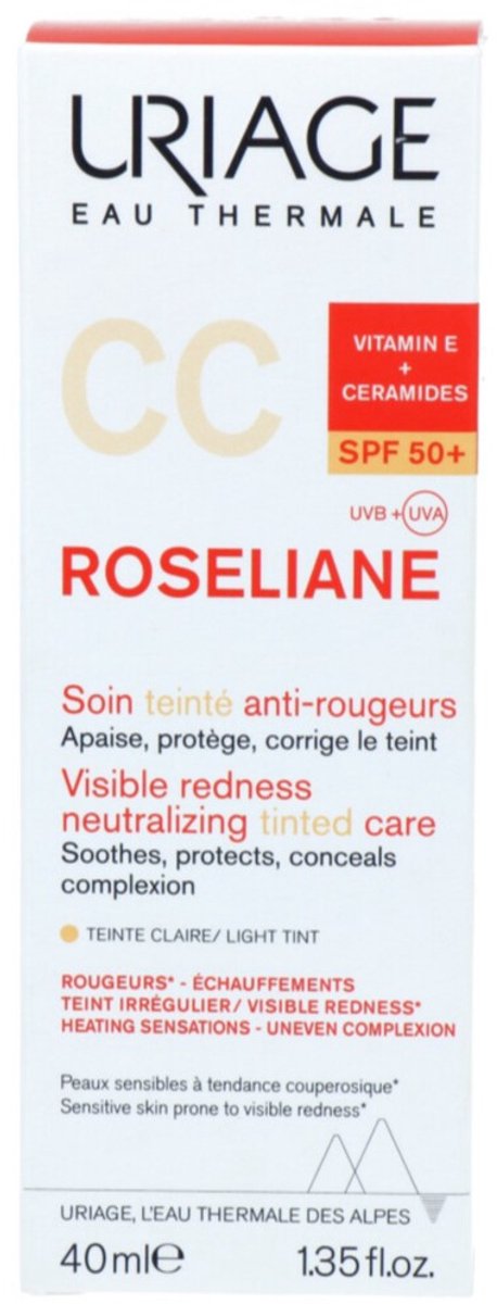 Uriage Roseliane, CC-Creme für die Kapillarhaut, heller Farbton, SPF 50+, 40 ml