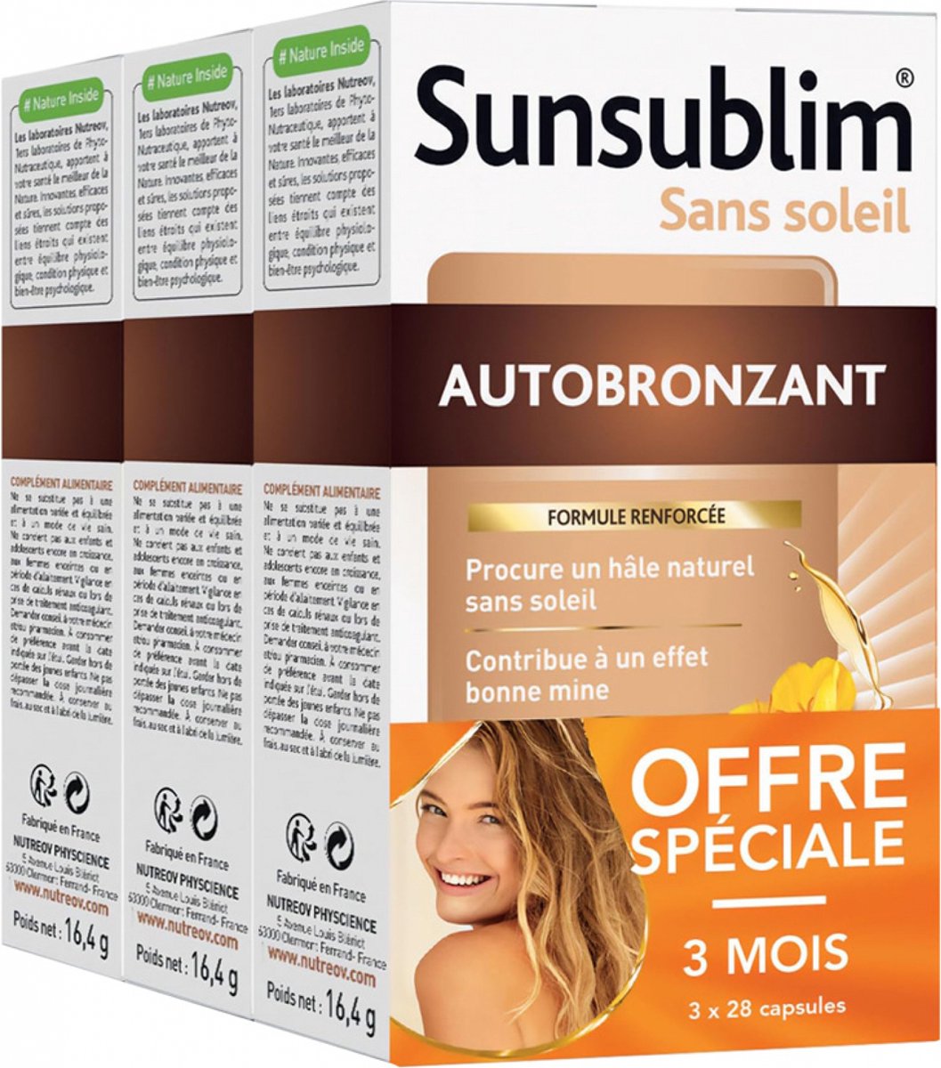 Nutreov Sunsublim Selbstbräuner, 3er-Pack à 28 Kapseln