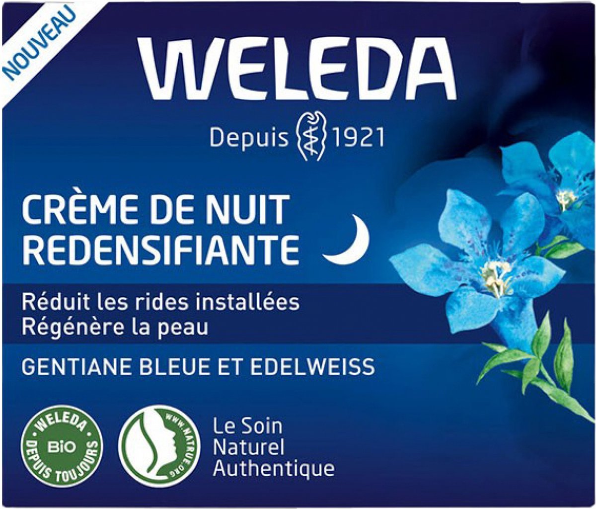Weleda Nachtcreme mit Blauem Enzian und Edelweiß zur Hautstraffung, 40 ml