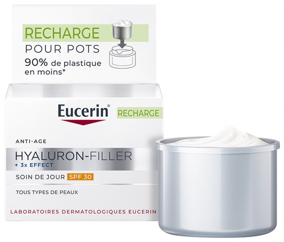 Eucerin Hyaluron-Filler + 3x Effect Tagescreme LSF 30 Nachfüllpackung, 50 ml