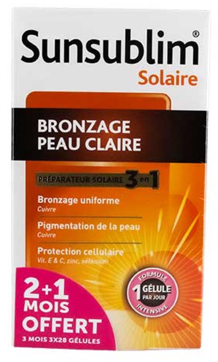 Nutreov Sunsublim Bräunungspräparat für helle Haut, Packung mit 3 x 28 Kapseln