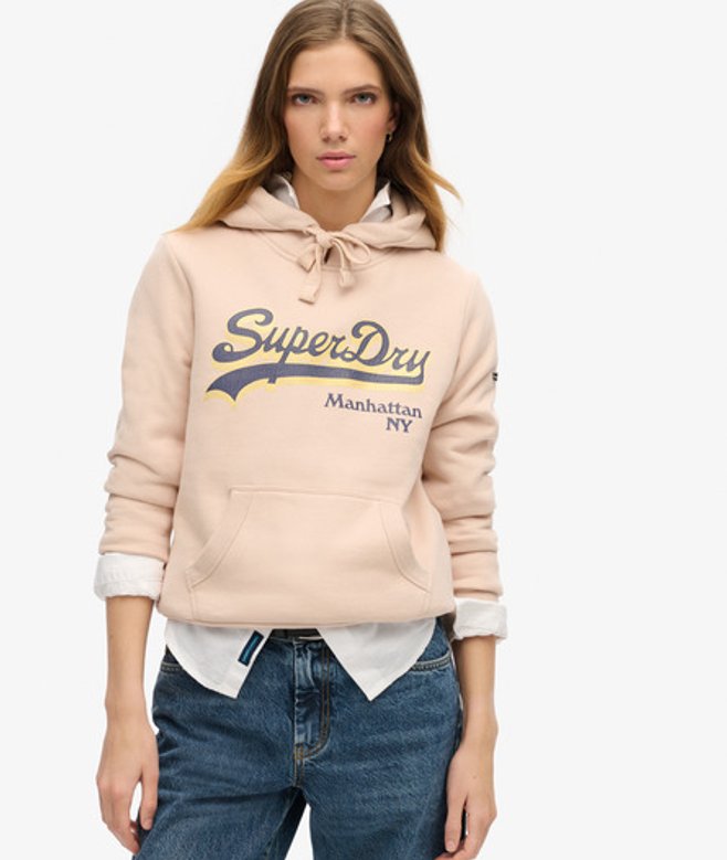 Superdry Damen Glitzer-hoodie mit Grafiklogo Pink - Größe: 40