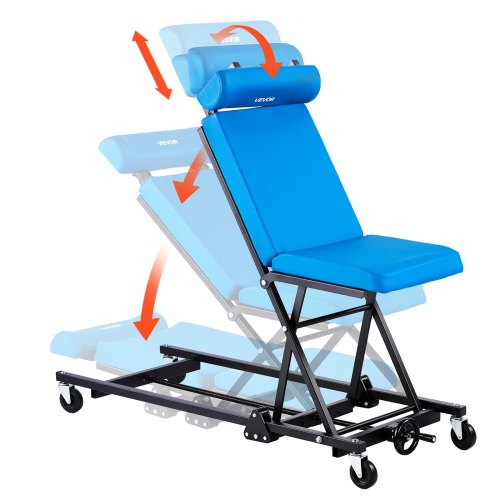 VEVOR 1230mm Height Adjustable Mechanic Creeper, 258 kg Under Car Rolling Garage Creeper Seat with Adjustable Backrest & Headrest, Padded Shop Chair for Auto & Aircraft Repair