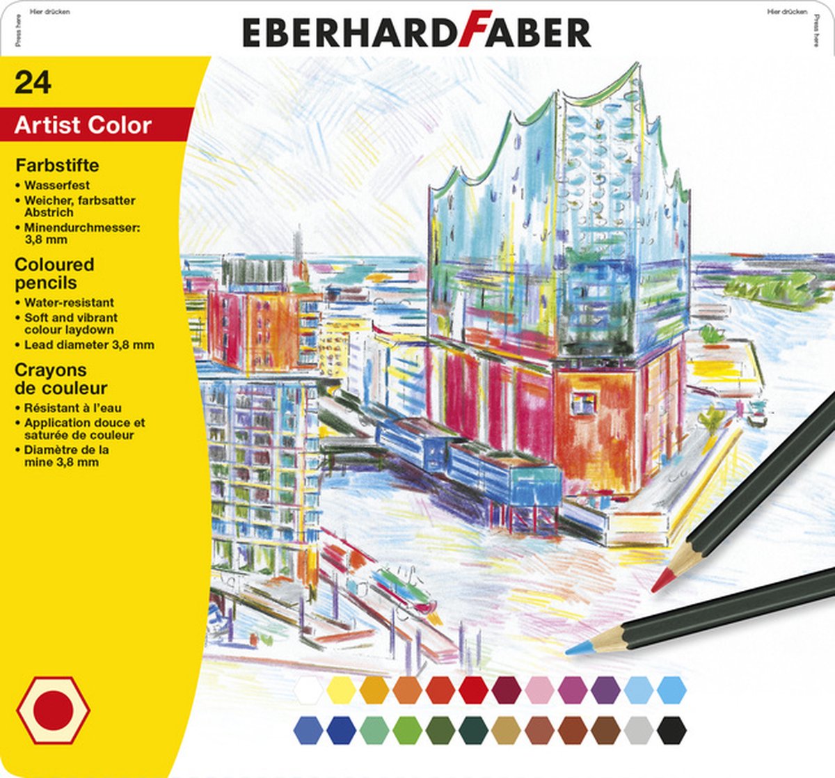 5 x Eberhard Faber Farbstift Artist Color VE=24 Farben Metalletui