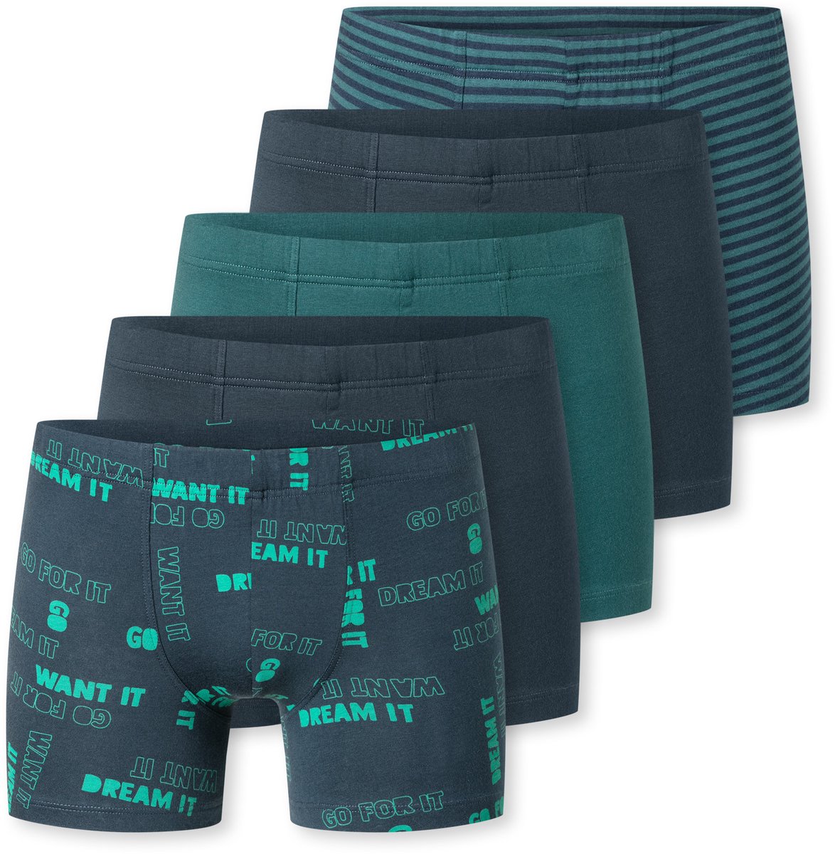 Shorts 5er-Pack Ringel dunkelblau/ grün - 95/5 176