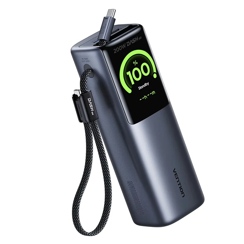 Vention {"text":"FKV"} 200W 90Wh 25000mAh Intelligente Display Power Bank, kommt mit 2 USB-C Kabeln, externes Netzteil m