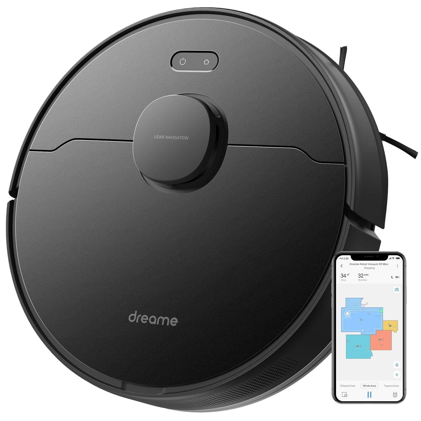 [EU Direct] Dreame D9 Max Saugroboter mit Wischmopp, 4000Pa, 2-in-1 Saugroboter, LiDAR-Navigation, automatisches Selbstl