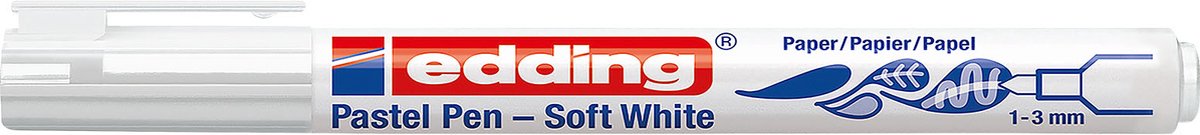 10 x edding Fasermaler Soft Pastel Pen 1500 1-3mm weiß
