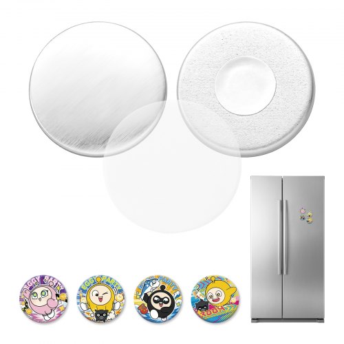VEVOR knapptillverkare 50 set 1,26 tum / 32 mm kylskåpsmagneter, knappdelar med magnetisk baksida, metallskal, genomskinlig mylarfilm och tomma cirkelpapper, för heminredning och köksinredning