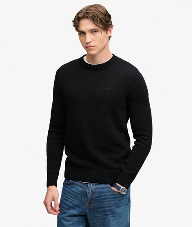 Superdry Herren Preppy Baumwoll-pullover Black - Größe: M