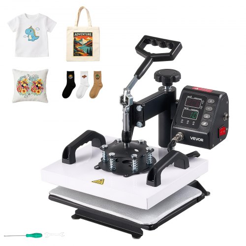 VEVOR Heat Press Machine 30 x 20 cm Sublimation Press Machine Swing Away, Heat Up Fast and Even, Digital Precise Time and Temperature Control, for T-Shirts, Canvas Tote Bag, Pillowcases, Socks