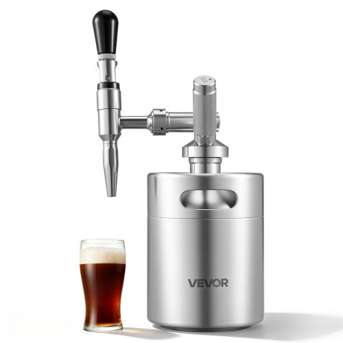 VEVOR Nitro Cold Brew Coffee Maker 2L Nitrogen Dispenser System, Home Brew Coffee Keg, Portable Nitrogen Infuser with Dispenser and Pressure Relieving Valve, Gift for Coffee Lovers