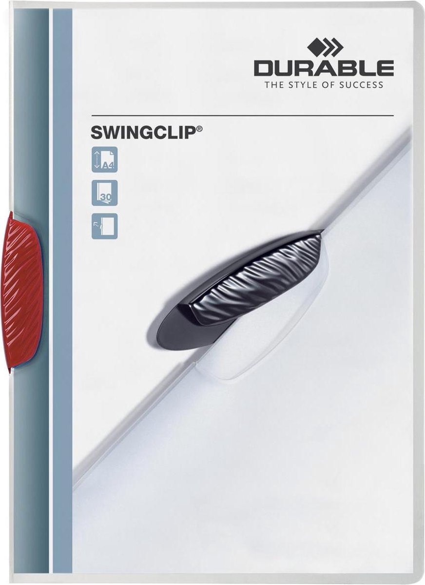 25 x Durable Klemmmappe Swingclip A4 PP 30 Blatt rot