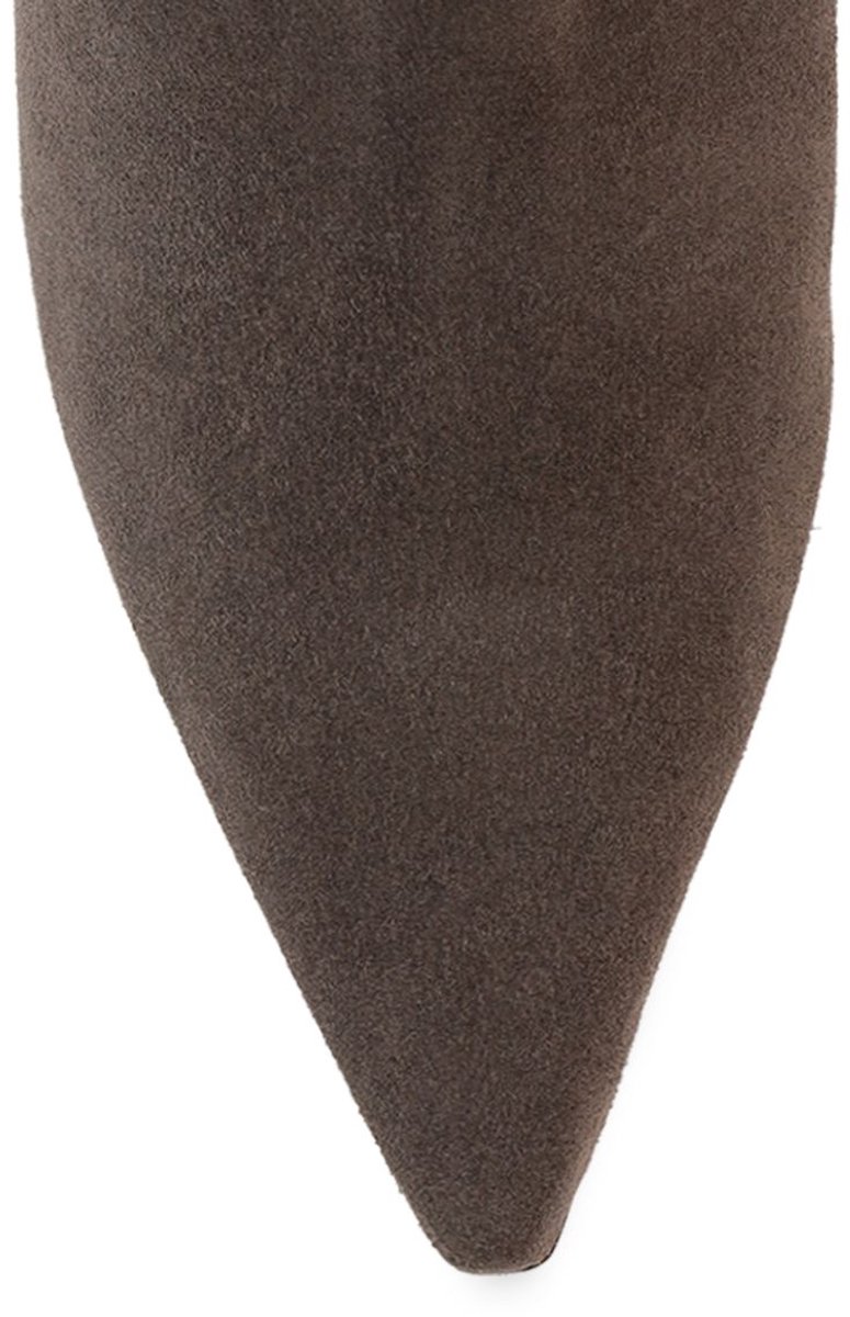 Grijze suède slouchy enkellaarsjes met hak