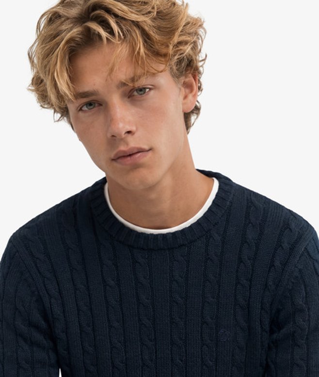 Superdry Herren Cable Knit Pullover mit Lockerer Passform Navy - Größe: M