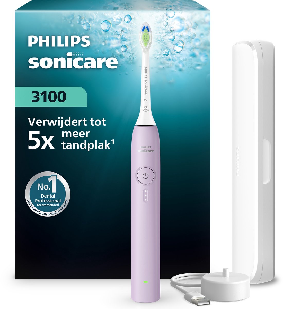 Philips Sonicare 3100 elektrische Zahnbürste, lila, HX4033/27, Philips