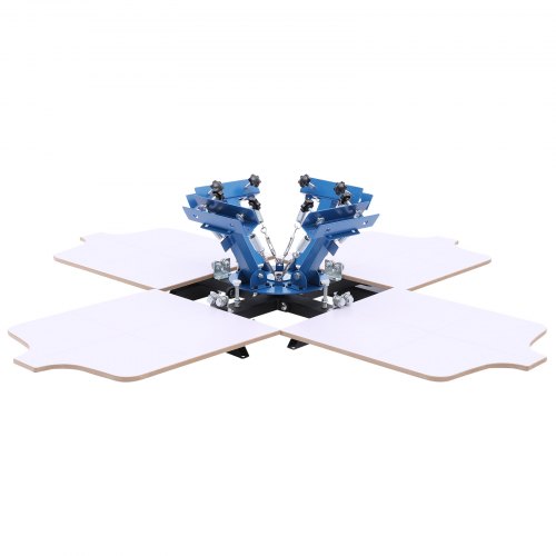 VEVOR Screen Printing Machine 4 Color 4 Station Silk Screen Printing Press, 540 x 450 mm, 360° Rotatable, Accurate Positioning, Powder-Coated Carbon Steel, for T-shirt DIY, Home and Commercial