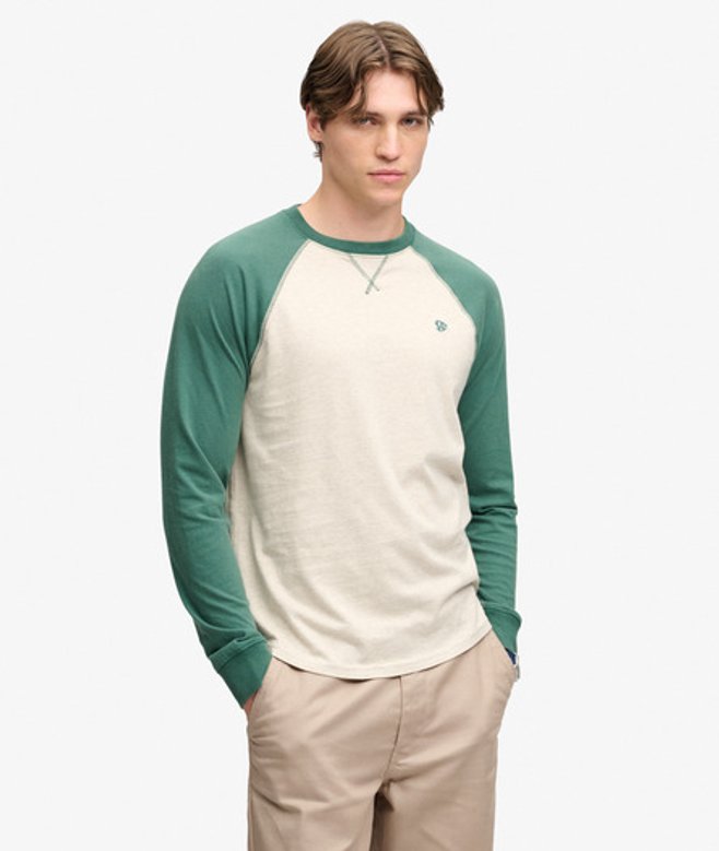 Superdry Herren Vintage Athletic Baseball Oberteil Green - Größe: L