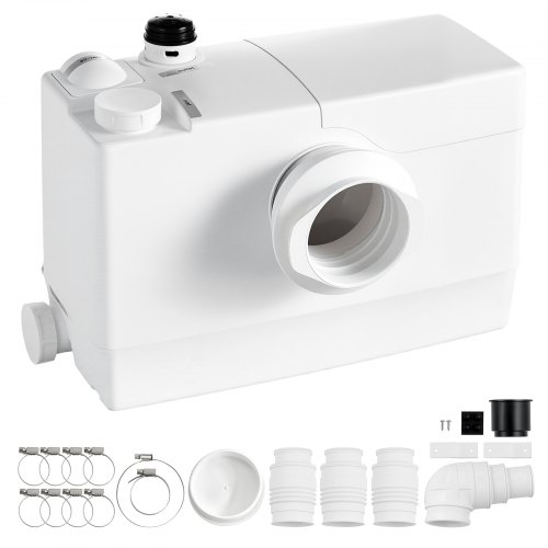 VEVOR Macerator Pump 800W 12000L/h Flow 32.8 ft/10 m Head PCB Smart Control, Macerating Sewage Pump, Waste Water Disposal Upflush Machine with 4 Inlets, for Basement, Toilet, Sink, Laundry, Kitchen