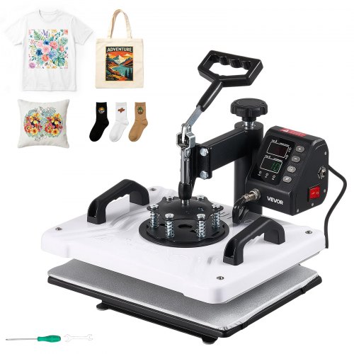 VEVOR Heat Press Machine 29 x 38 cm Sublimation Press Machine Swing Away, Heat Up Fast and Even, Digital Precise Time and Temperature Control, for T-Shirts, Canvas Tote Bags, Pillowcases, Socks