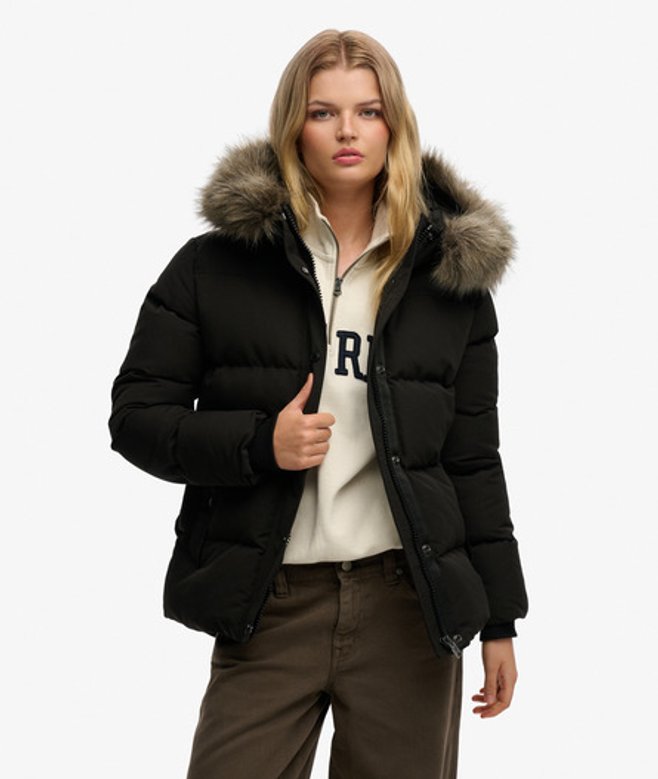 Superdry Damen Everest Classic Pufferjacke Black - Größe: 46
