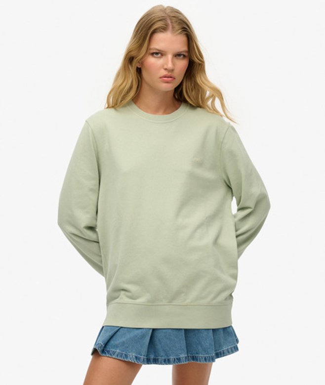 Superdry Damen Baumwolle Klassisches Übergroß Sweatshirt, Hellgrau - Größe: L