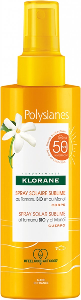Klorane | Sonnenschutzspray für den Körper LSF 50 mit Bio-Tamanu und Monoi – Körper – Sonnenschutz | 200 ml