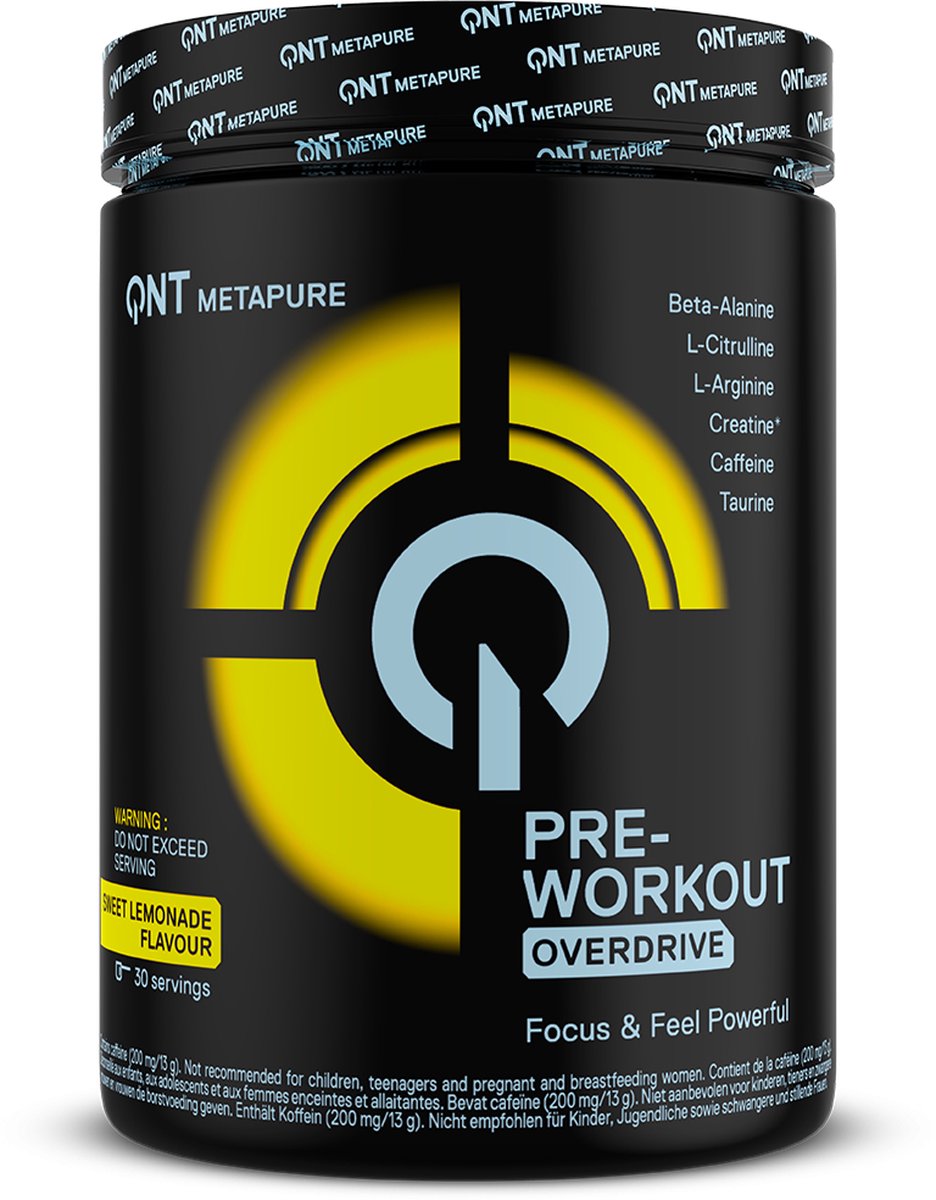 QNT | Pre-Workout Overdrive Sweet Lemonade mit Zitronengeschmack | 390 g