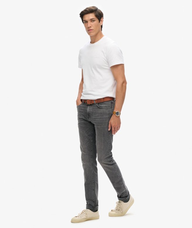 Superdry Herren Organic Cotton Vintage Slim Jeans mit Schmaler Passform Grau - Größe: 28/32