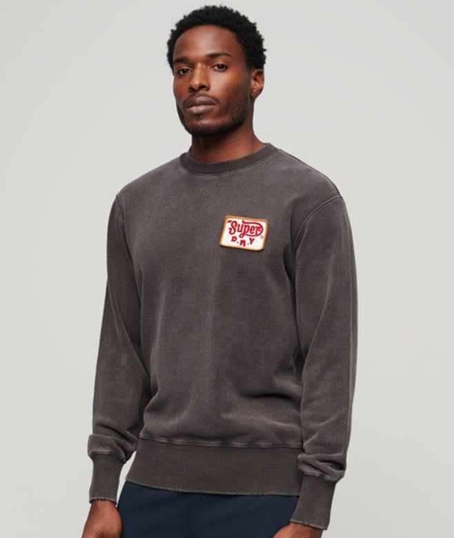 Superdry Herren Locker Geschnittenes Mechaniker-sweatshirt Schwarz - Größe: XL