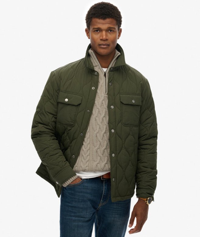 Superdry Herren Surplus Liner Overshirt Green - Größe: XL