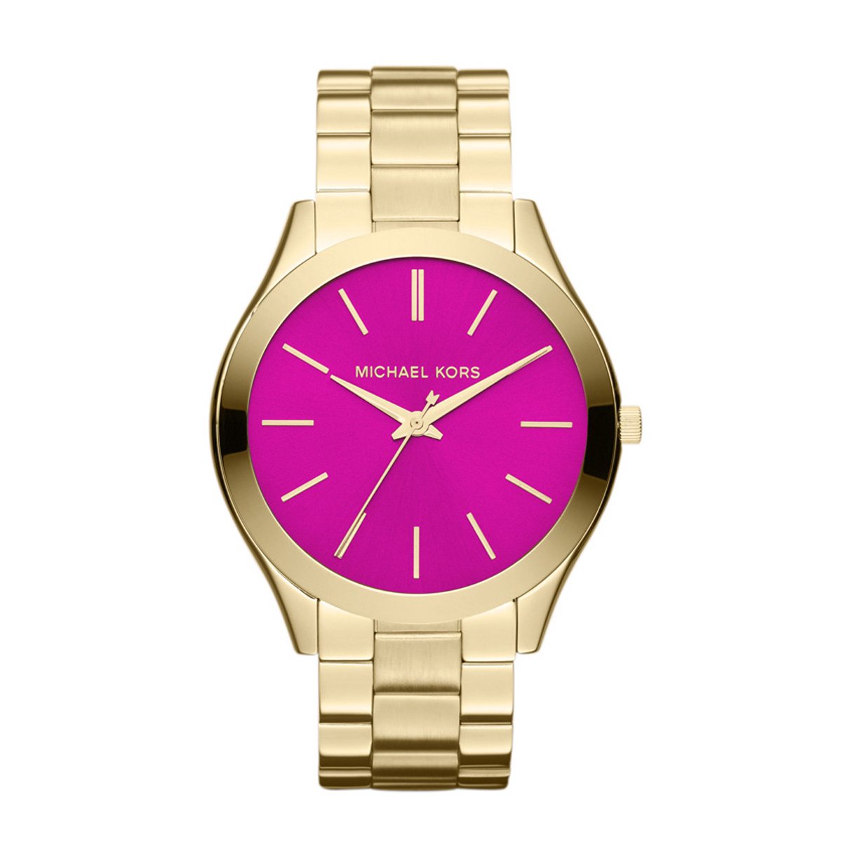 Michael Kors MK3264 Runway Damenarmbanduhr mit pinkem Zifferblatt 41mm gold