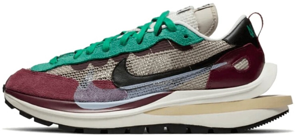 sacai x Nike VaporWaffle SP Villain Red Unisex Sneaker String Black Neptune-Green DD3035-200 45