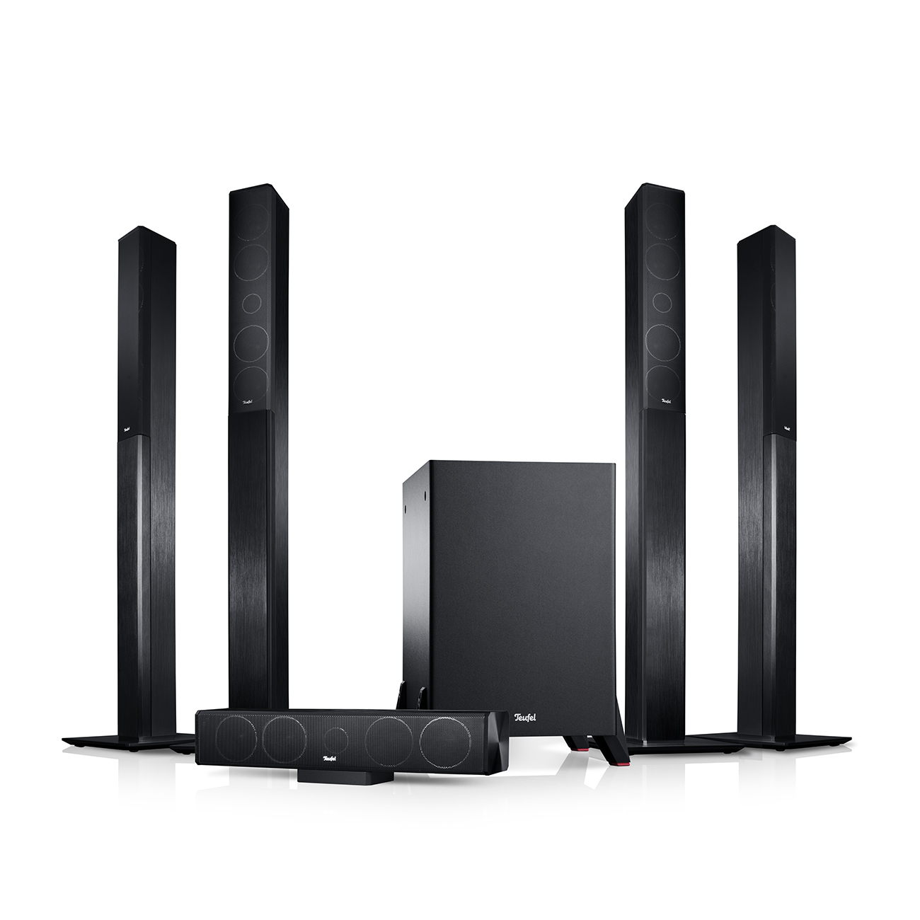 Teufel LT 4 "5.1-Set L" 5.1-Heimkino-Set 3-Wege-Technik Aluminium Schwarz