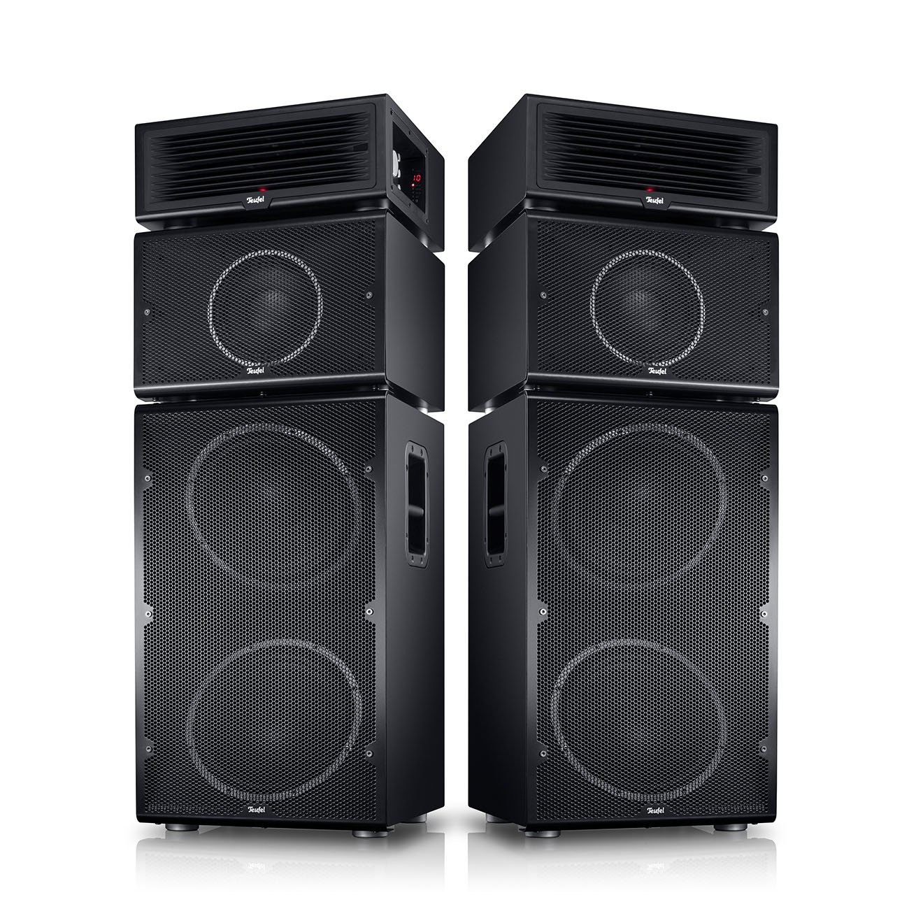 Teufel Power HiFi Stereo-Set Aktiv Standlautsprecher Set Bundle Bluetooth Schwarz
