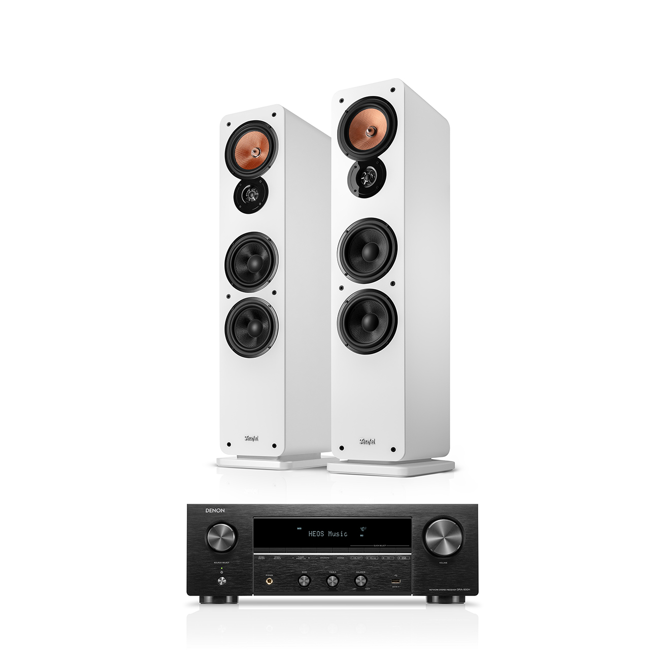 Teufel ULTIMA 40 + DENON DRA-900H Stereo-Lautsprecherpaar Receiver Weiß