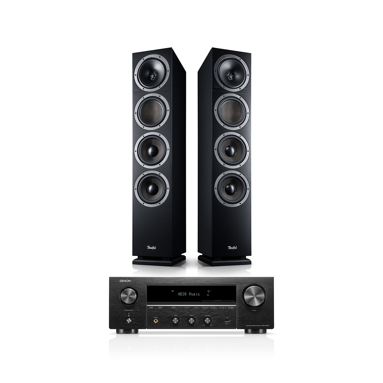 Teufel THEATER 500 + DENON DRA-900H Stereo-Lautsprecherpaar Receiver Schwarz