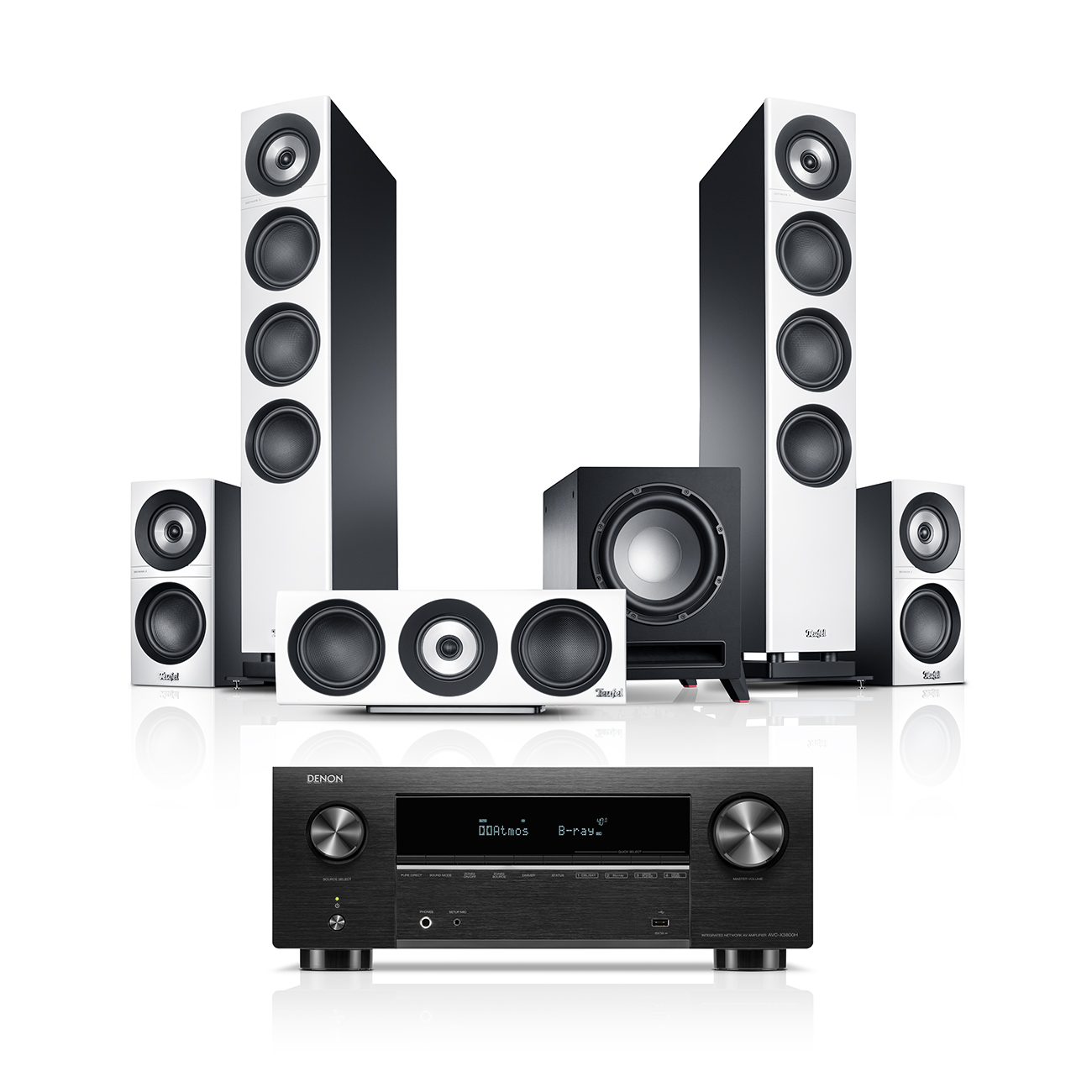 DEFINION 3 Surround + Denon X3800H "5.1-Set" 5.1 Heimkinosystem mit Standlautsprechern AV-Receiver Subwoofer Anthrazit