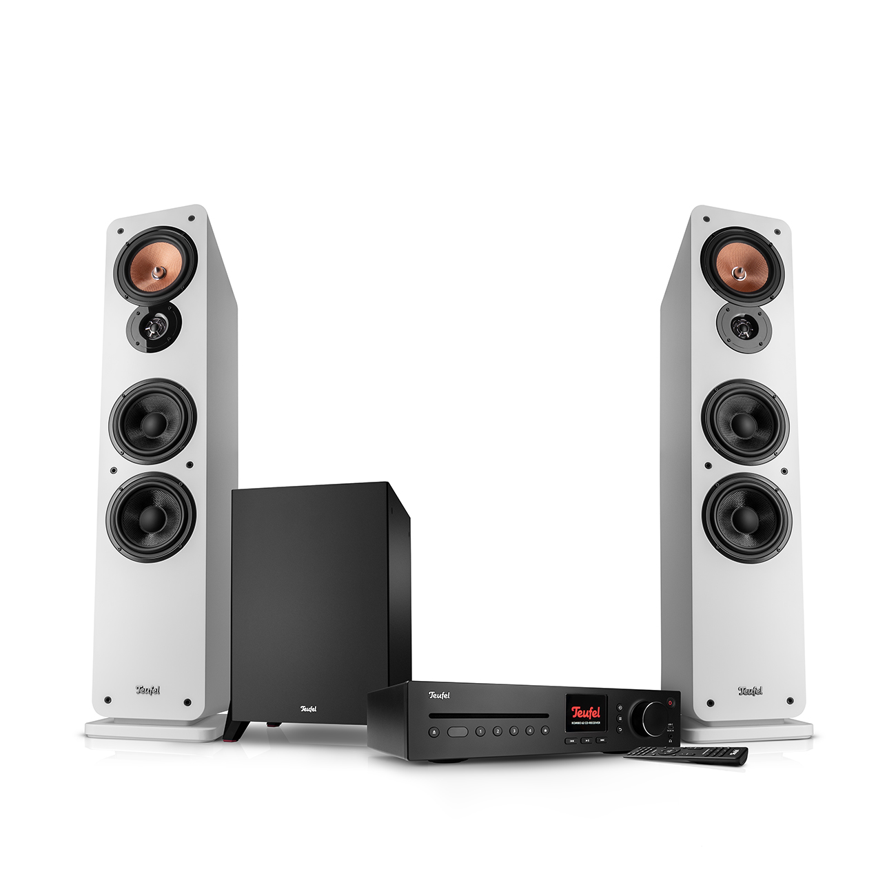 Teufel Ultima 40 Kombo 3 Power Edition High-End Stereoanlage mit CD-MP3-Player Bluetooth Subwoofer Weiß